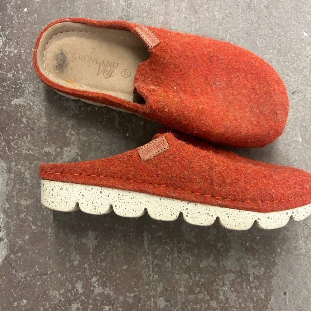 Grunland Women's Orange wool clog‎ Mules